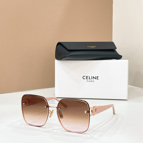 Celine sunglasses with brown gradient lenses and rose-tan frame, gold detail
