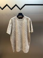 Louis Vuitton monogram knit T-shirt, light beige with crew neck and short sleeves