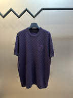 Louis Vuitton short-sleeve T-shirt in dark purple knit with “LVN SINCE 1854” logo