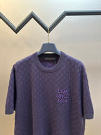 Louis Vuitton short-sleeve T-shirt with ribbed crew neck and dark purple logo at chest