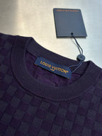 Louis Vuitton short-sleeve T-shirt neckline detail with ribbed collar and brand label