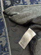 Logo knit zip jacket inside lining with care label and front zipper