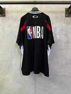 Balenciaga short-sleeve jersey, black back with NBA logo graphic and red side panels