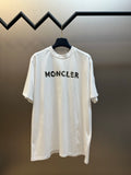 White short-sleeve T-shirt with MONCLER logo at chest