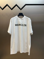 White short-sleeve T-shirt with MONCLER logo at chest