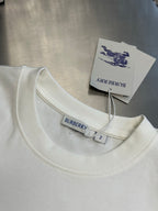 White Burberry T-shirt crew neck with brand tag, short sleeves, plain jersey fabric