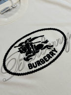 White T-shirt with large black oval Burberry graphic print