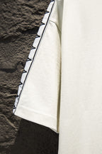 Balenciaga T-shirt, white side profile with striped sleeve panel detail