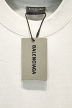 Balenciaga T-shirt neck tag, gray hang tag with brand label