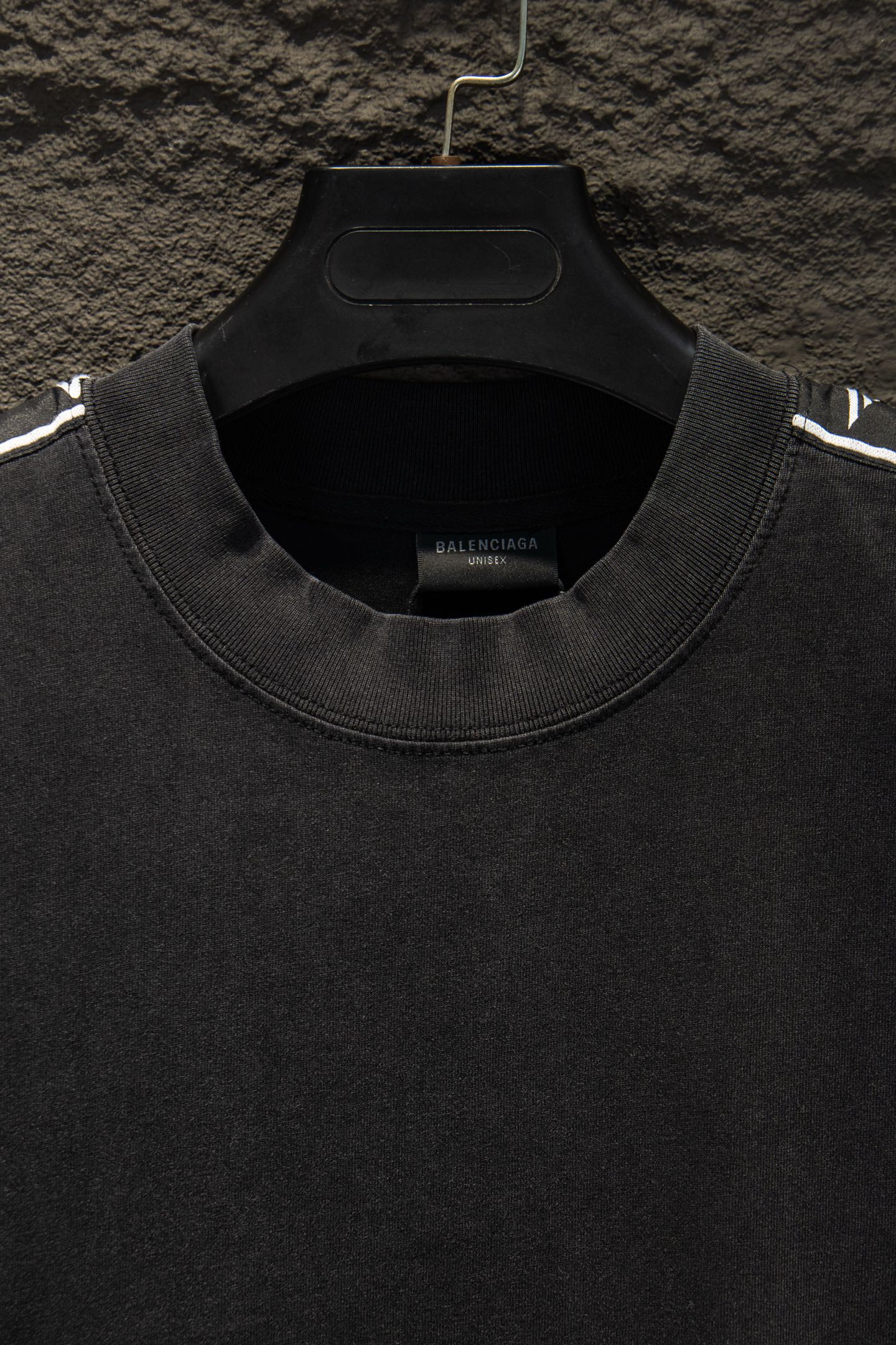 Balenciaga black crew-neck T-shirt neckline with inner brand label