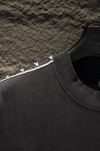 Balenciaga black crew-neck T-shirt with white logo tape on shoulder seam