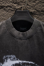 Balenciaga dark gray crewneck T-shirt neckline with inner brand tag