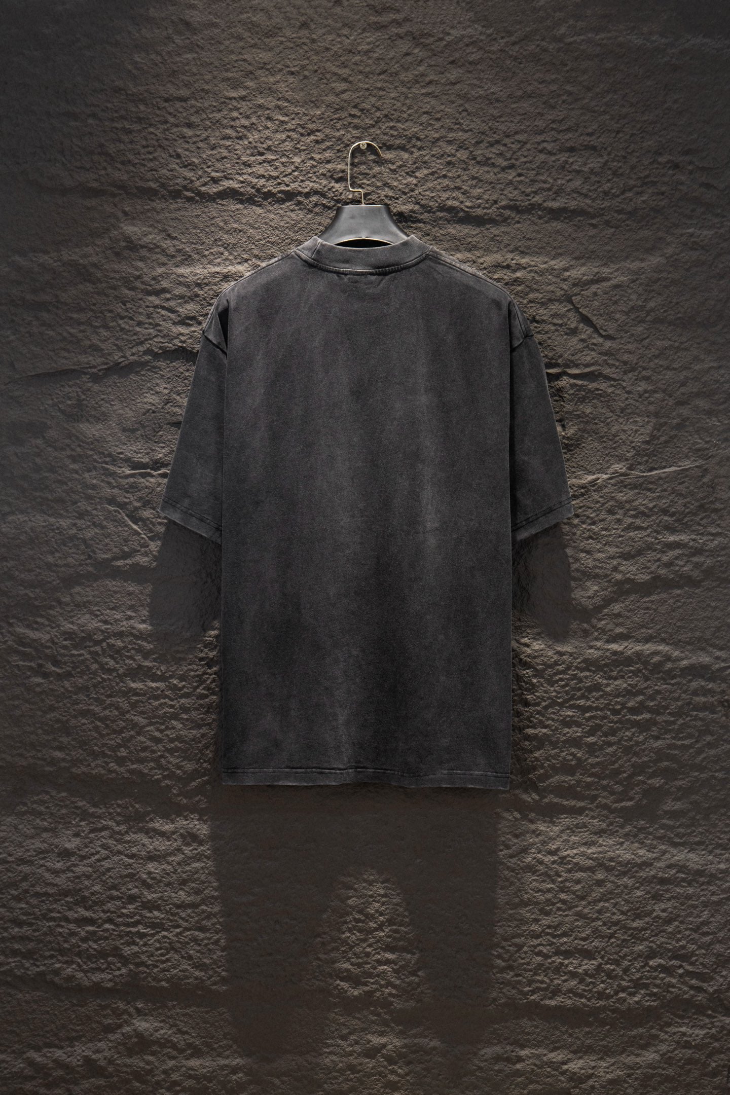 Balenciaga dark gray crewneck T-shirt, back view with no visible print