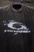 Balenciaga dark gray crewneck T-shirt with large white graphic print