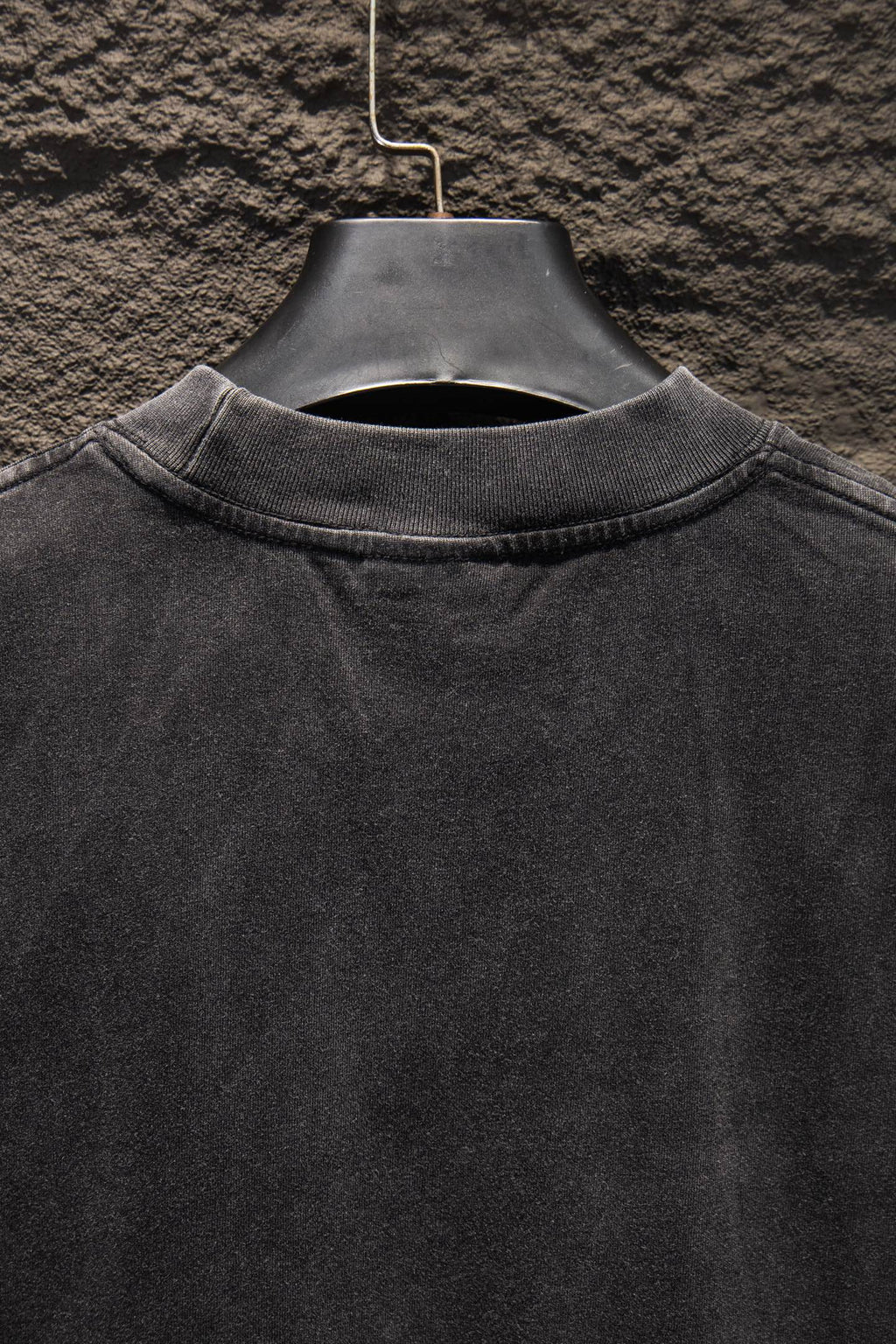 Balenciaga dark gray crewneck T-shirt collar and upper back view