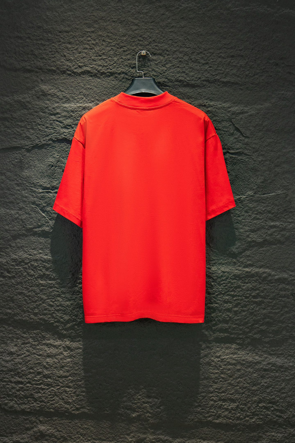 Balenciaga crew-neck T-shirt in bright red, back view with plain design