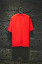 Balenciaga crew-neck T-shirt in bright red, back view with plain design