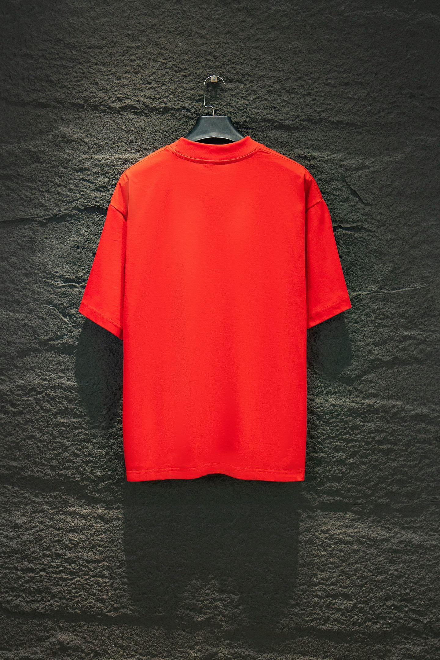 Balenciaga crew-neck T-shirt in bright red, back view with plain design