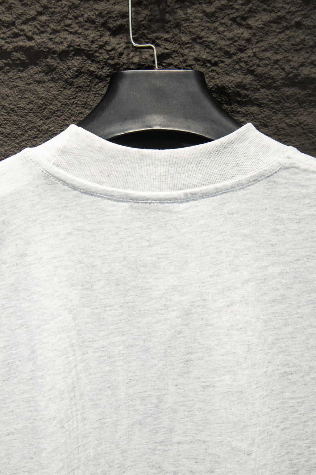 White crewneck T-shirt neckline view, plain front