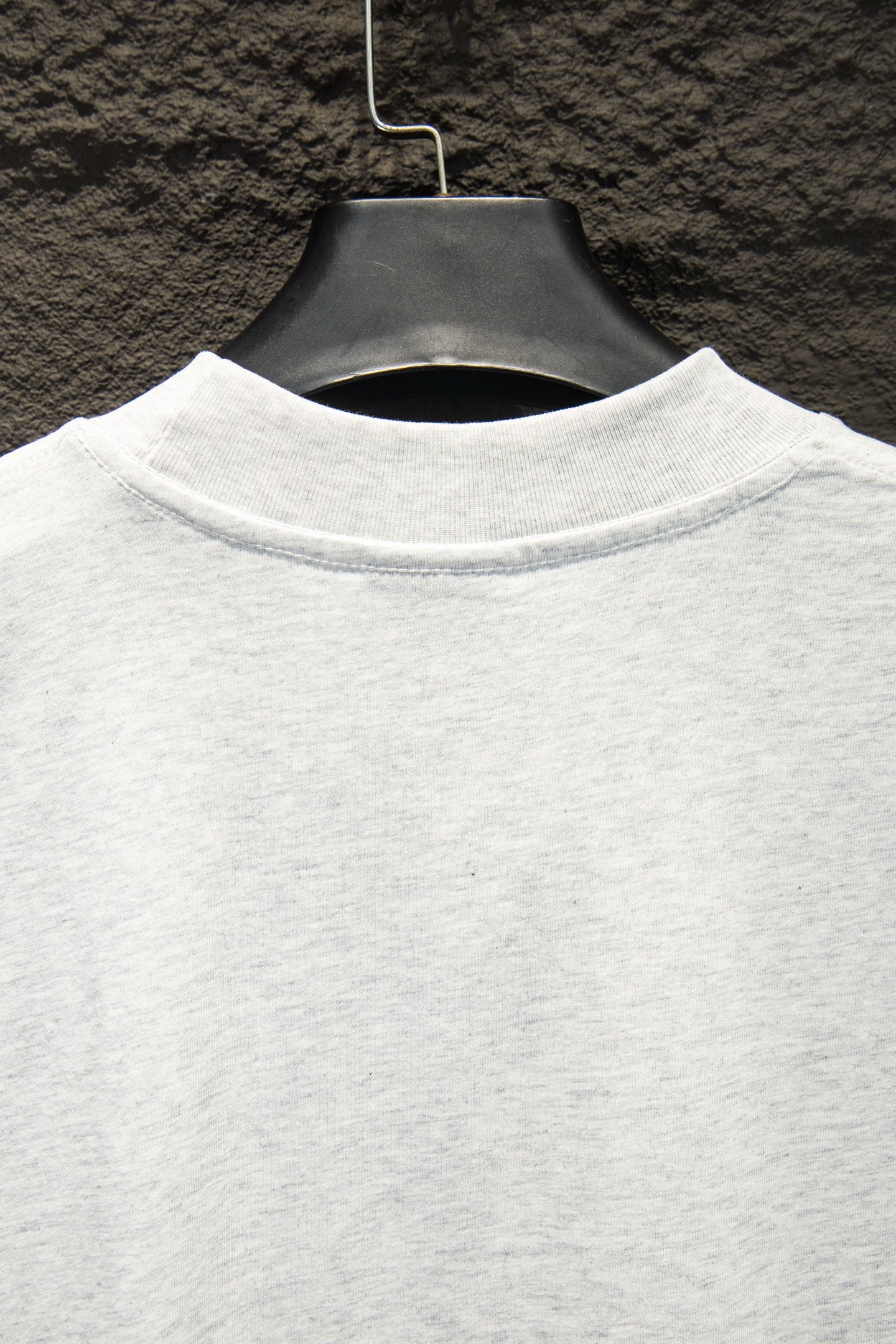 White crewneck T-shirt neckline view, plain front