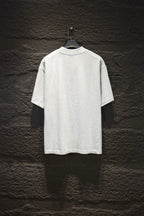 White crewneck T-shirt, plain back view, short sleeves