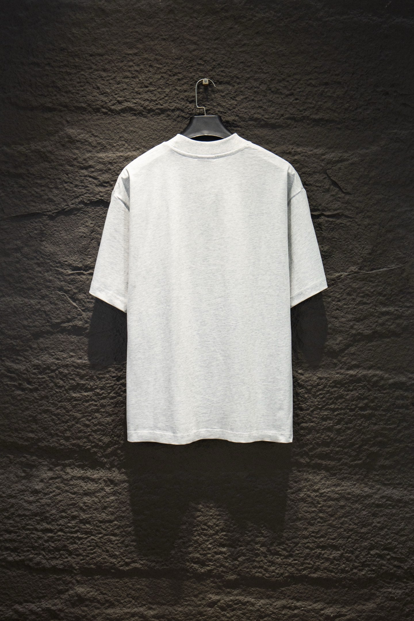 White crewneck T-shirt, plain back view, short sleeves