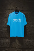 Balenciaga short-sleeve T-shirt, light blue, crew neck, front logo print