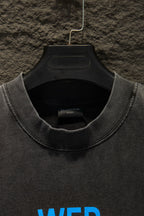 Gray T-shirt collar with interior neck label and soft ribbed trim