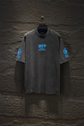 Gray short-sleeve T-shirt with blue WFP logo on chest and sleeves
