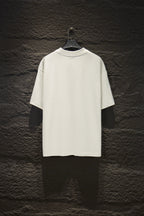 White crewneck T-shirt with no visible graphics on back view