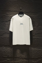 White crewneck T-shirt with small chest logo