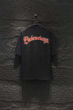 Balenciaga short-sleeve T-shirt back with red Balenciaga logo text across