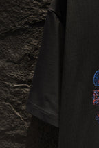 Balenciaga short-sleeve T-shirt side view with graphic print partially visible