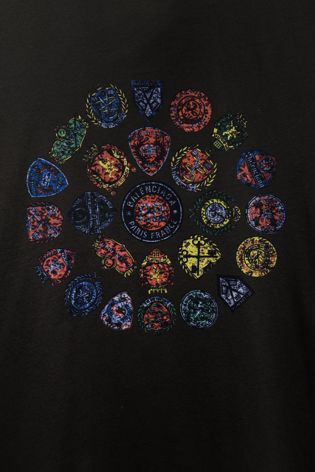 Balenciaga short-sleeve T-shirt with scattered multicolor emblem graphic print