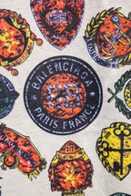 White Balenciaga T-shirt with close-up circular crest and 'Paris France' text