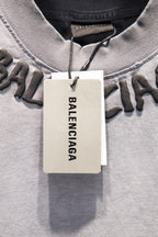 Balenciaga short-sleeve T-shirt, light gray, crew neck with hang tag and logo
