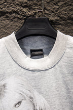 Balenciaga short-sleeve T-shirt collar, light gray knit crew neck