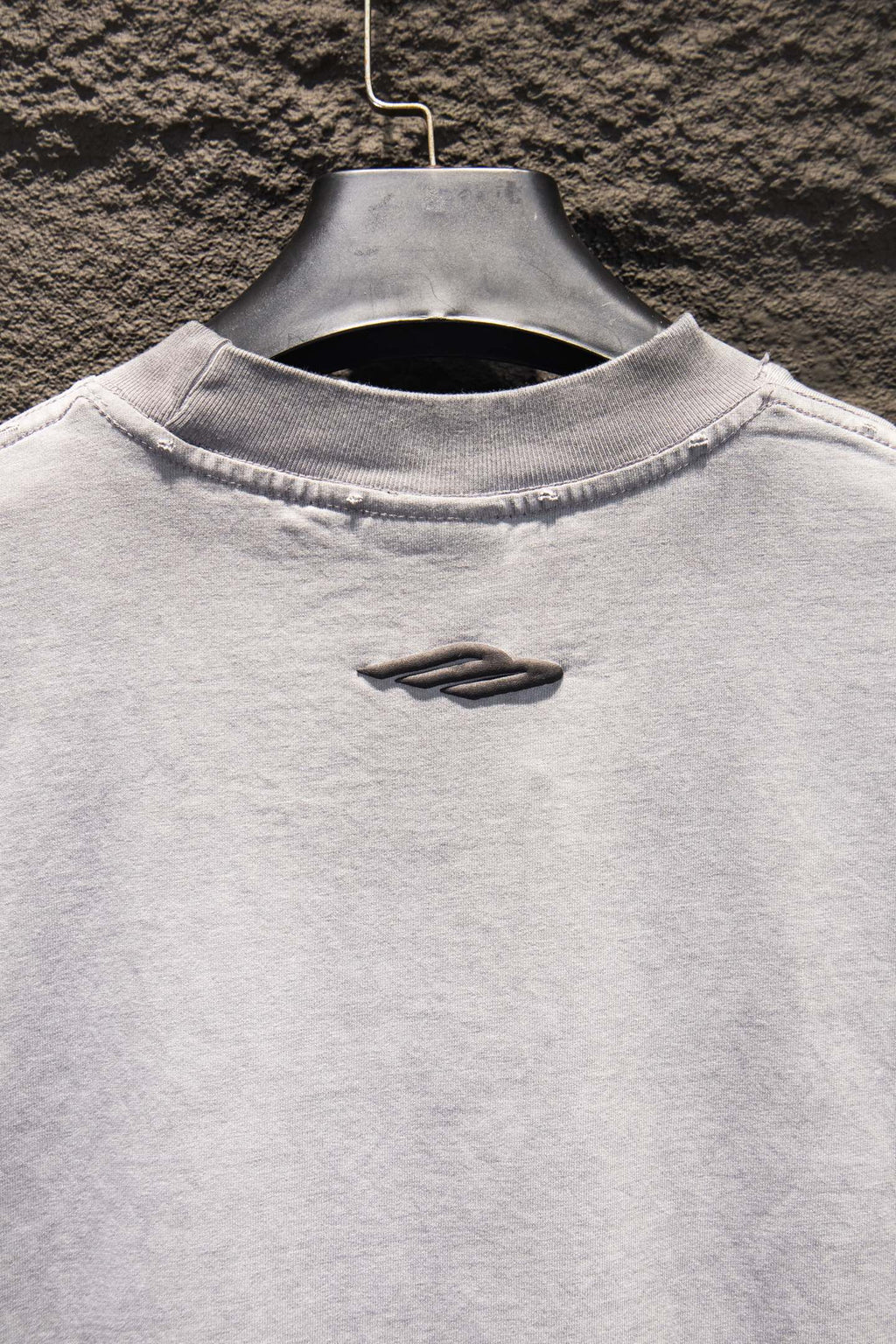 Balenciaga short-sleeve T-shirt, light gray, crew neck with small chest logo detail