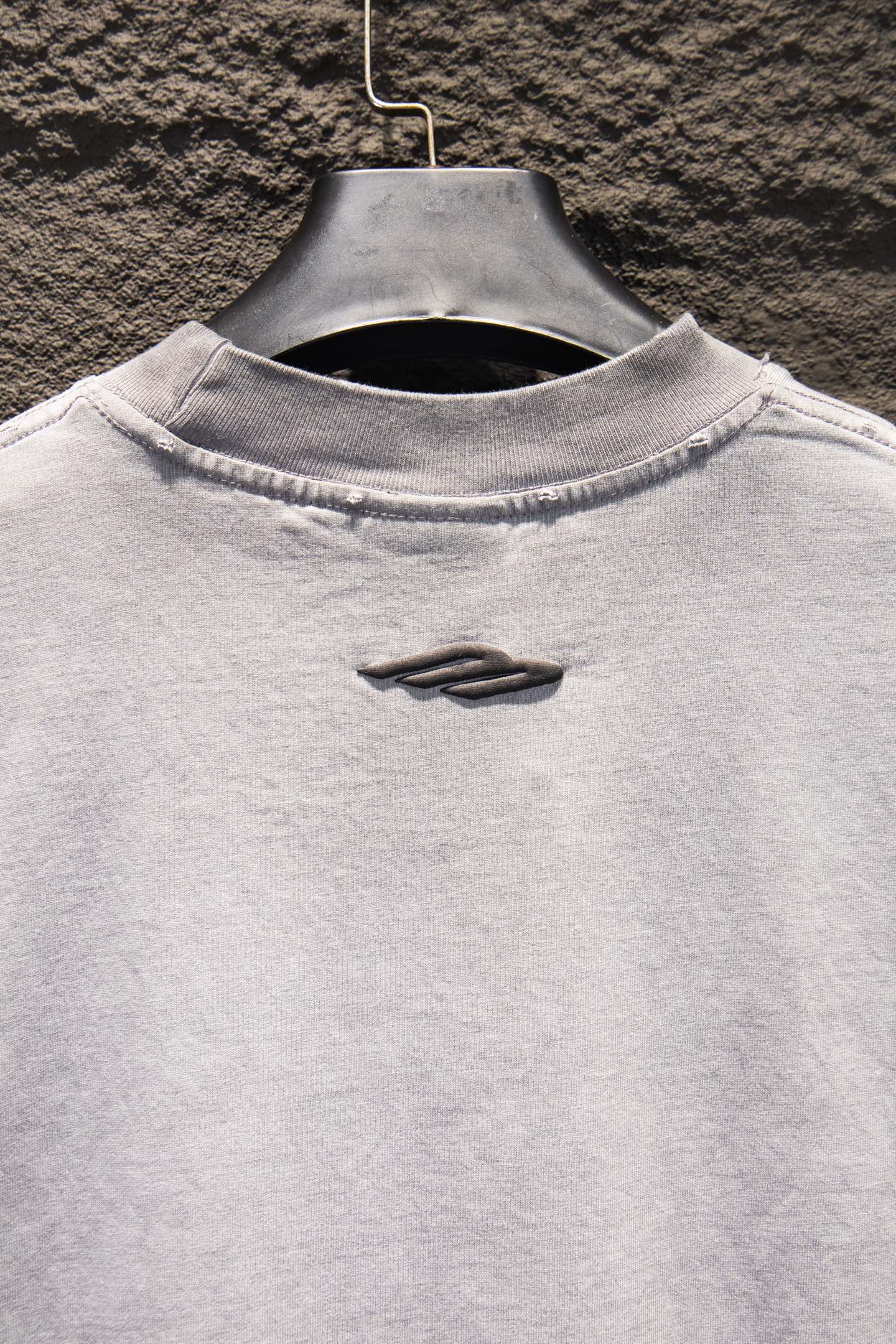 Balenciaga short-sleeve T-shirt, light gray, crew neck with small chest logo detail