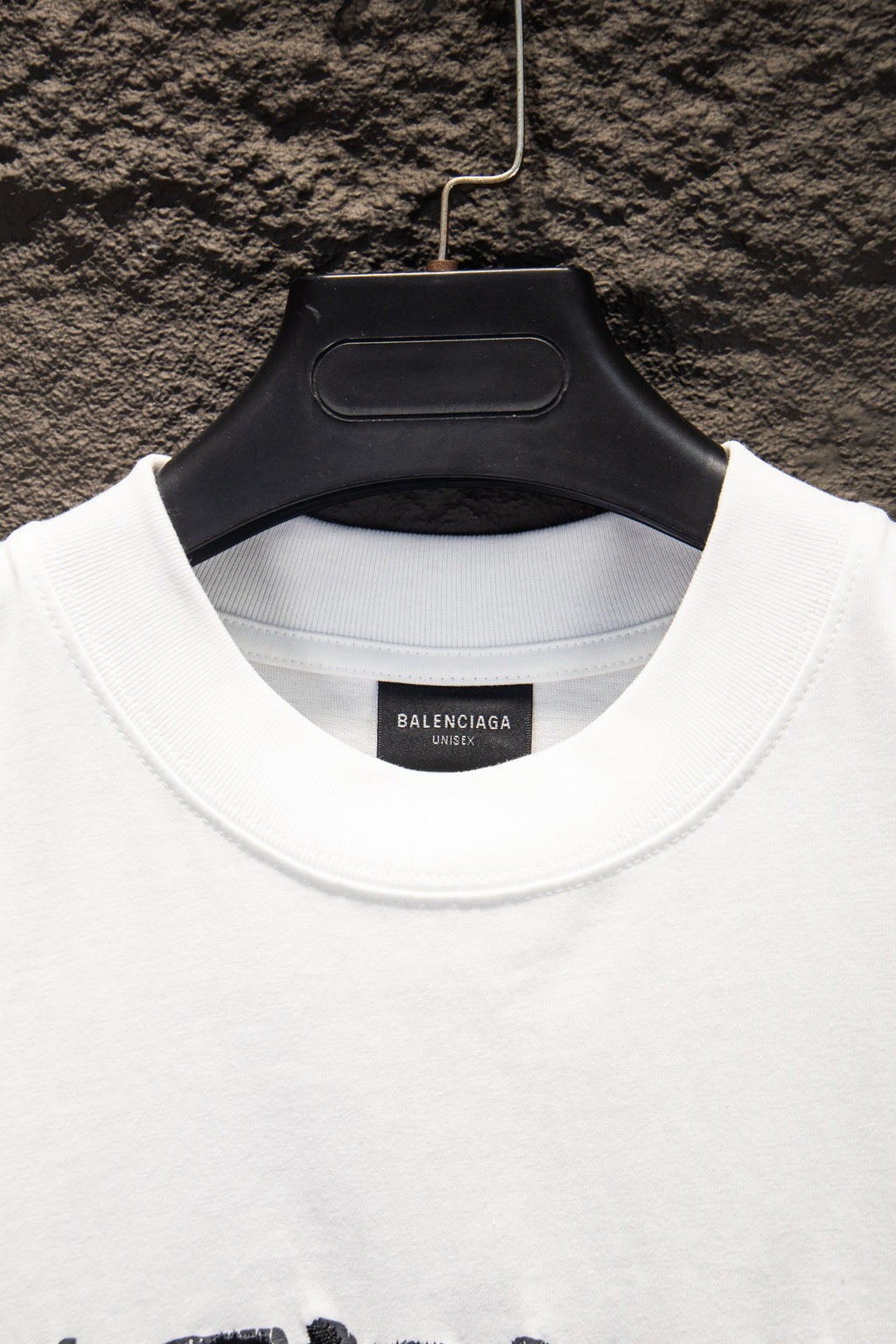 Balenciaga white crewneck T-shirt with interior label at collar