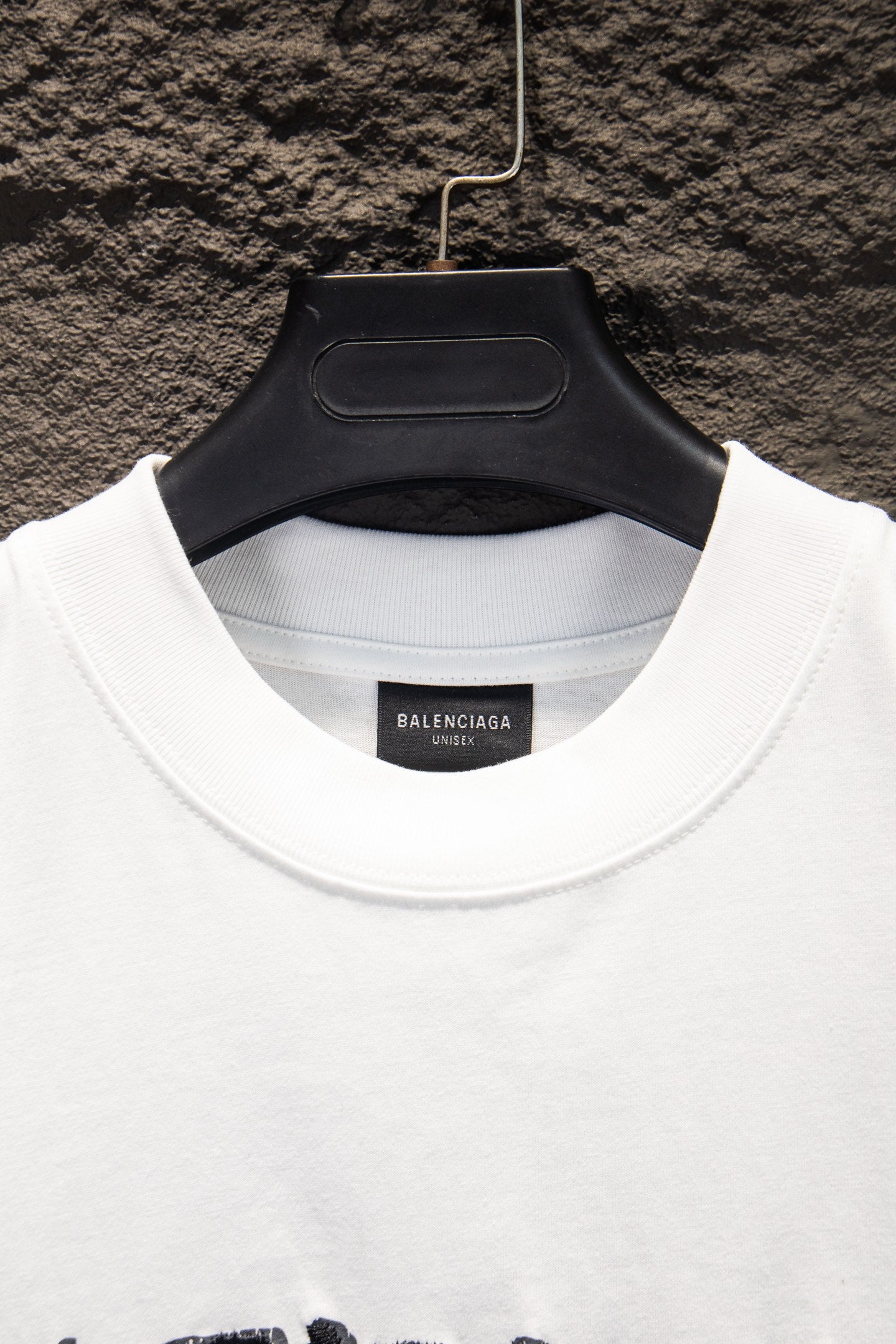 Balenciaga white crewneck T-shirt with interior label at collar