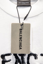 Balenciaga white T-shirt with swing tag labeled BALENCIAGA at neckline