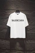 Balenciaga white short-sleeve T-shirt with BALENCIAGA logo at center front