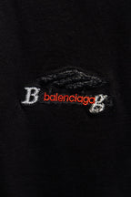 Balenciaga black T-shirt chest logo embroidery with white and red text