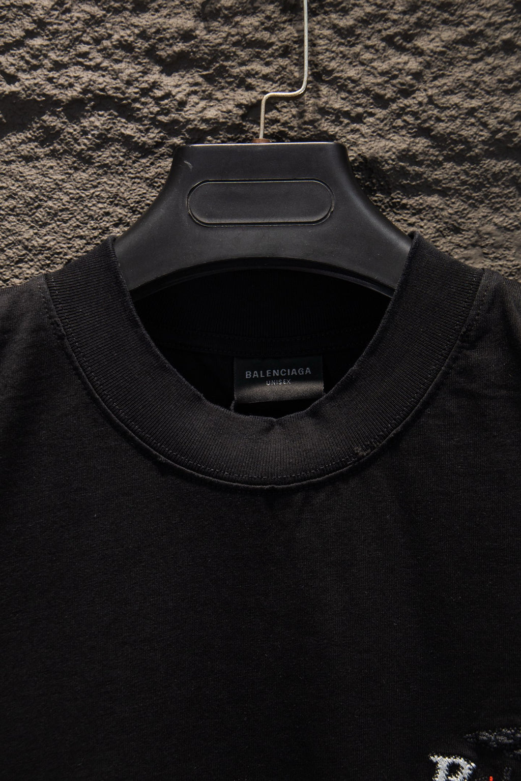 Balenciaga black T-shirt crew neckline with embroidered logo and inner tag