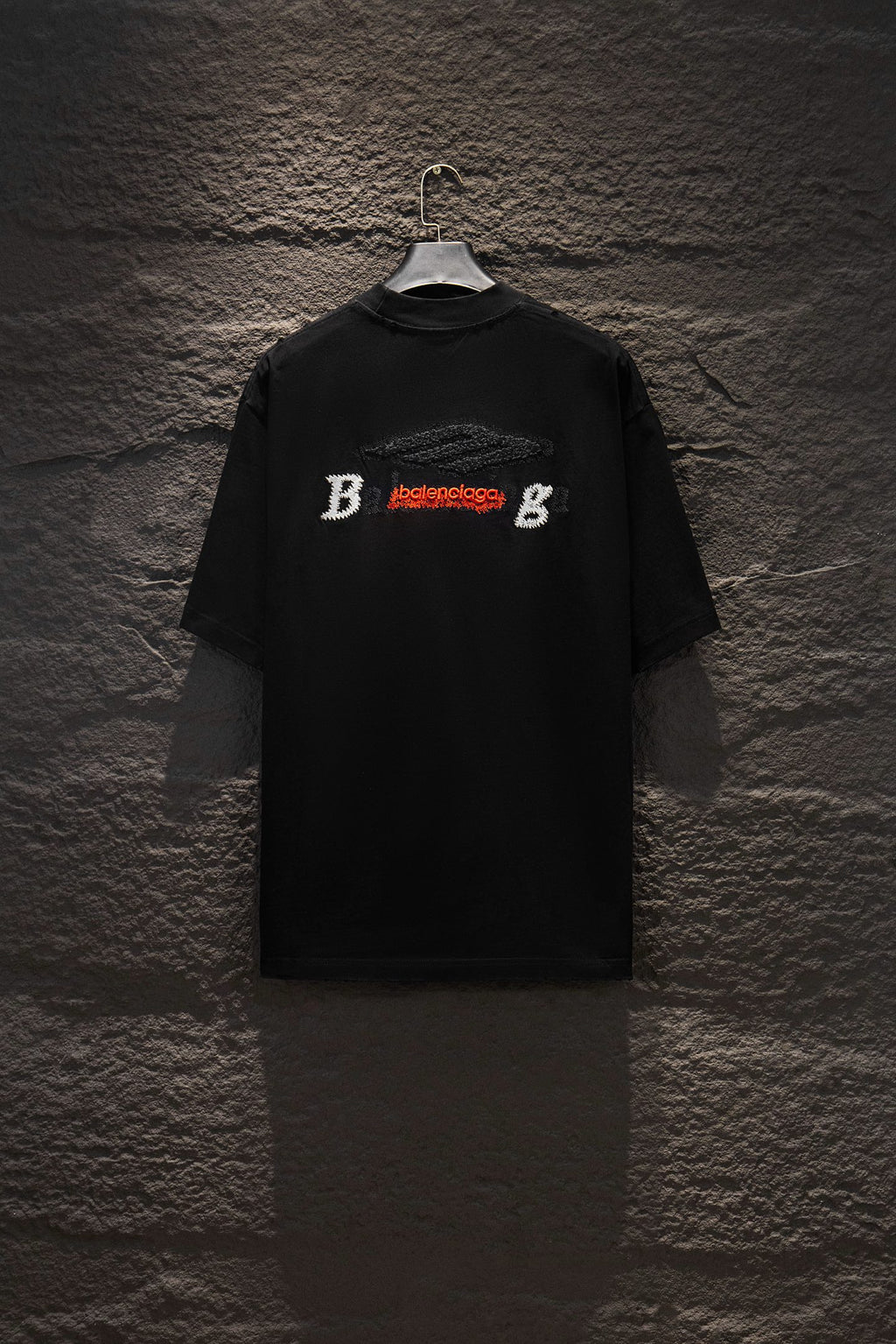 Balenciaga black short-sleeve T-shirt with back graphic logo embroidery