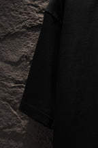 Balenciaga black T-shirt side profile with short sleeve and hem