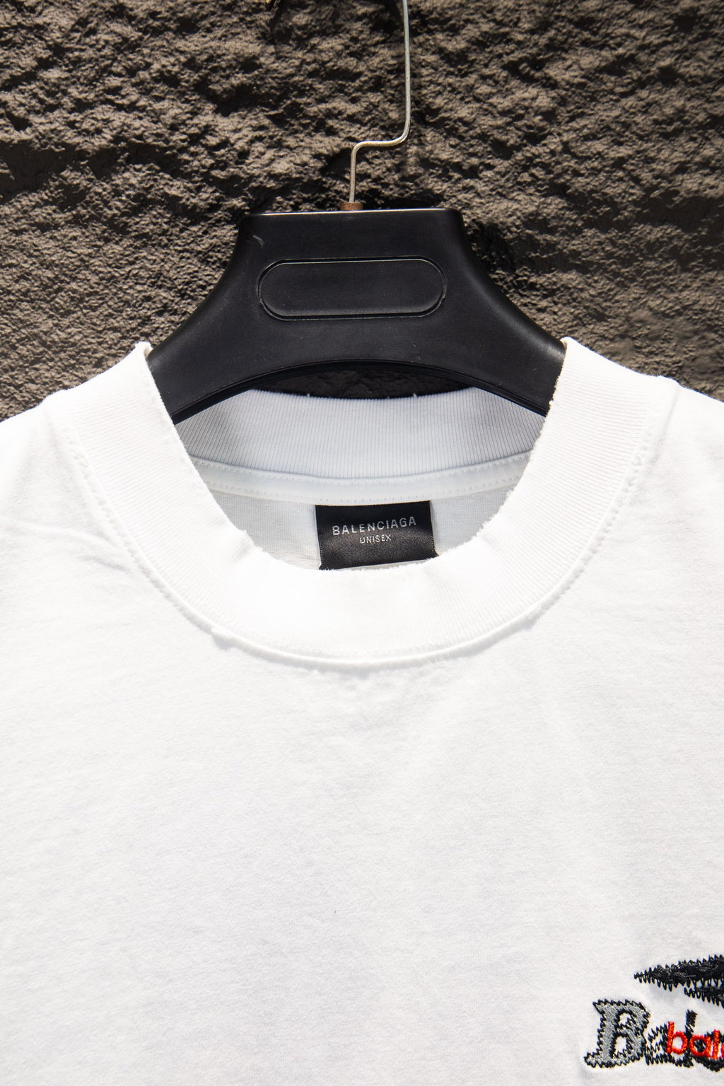 Balenciaga crewneck T-shirt in white with embroidered logo detail at chest