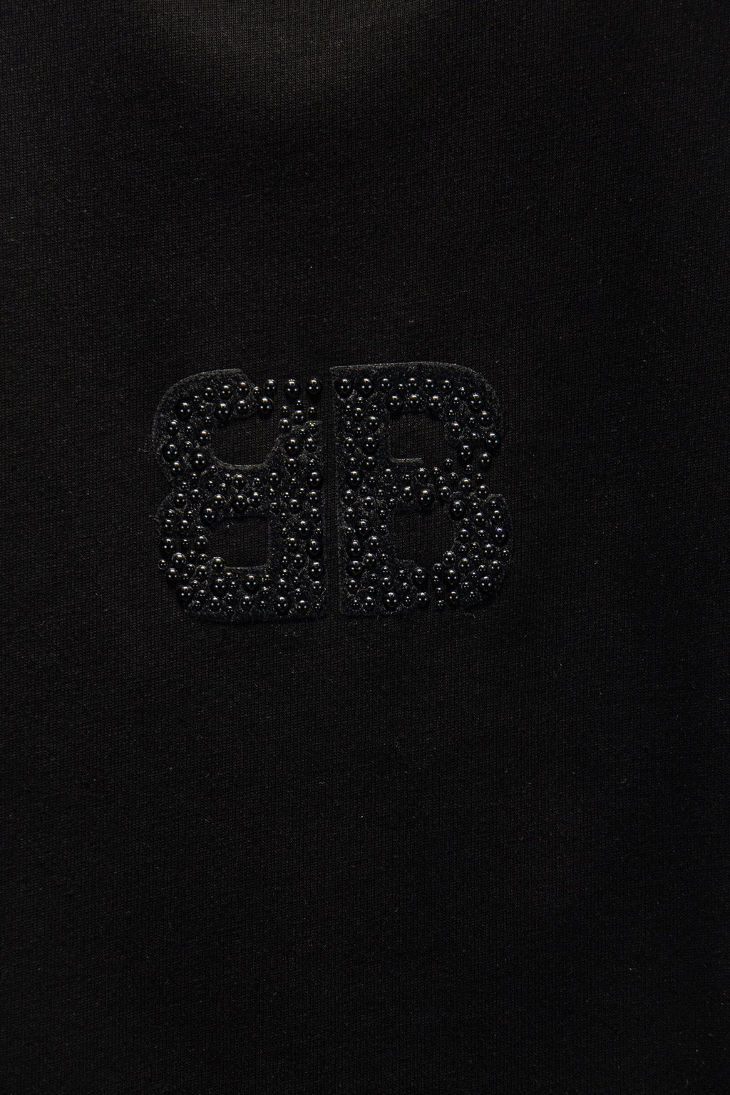 Balenciaga black T-shirt chest graphic with rhinestone double-B logo