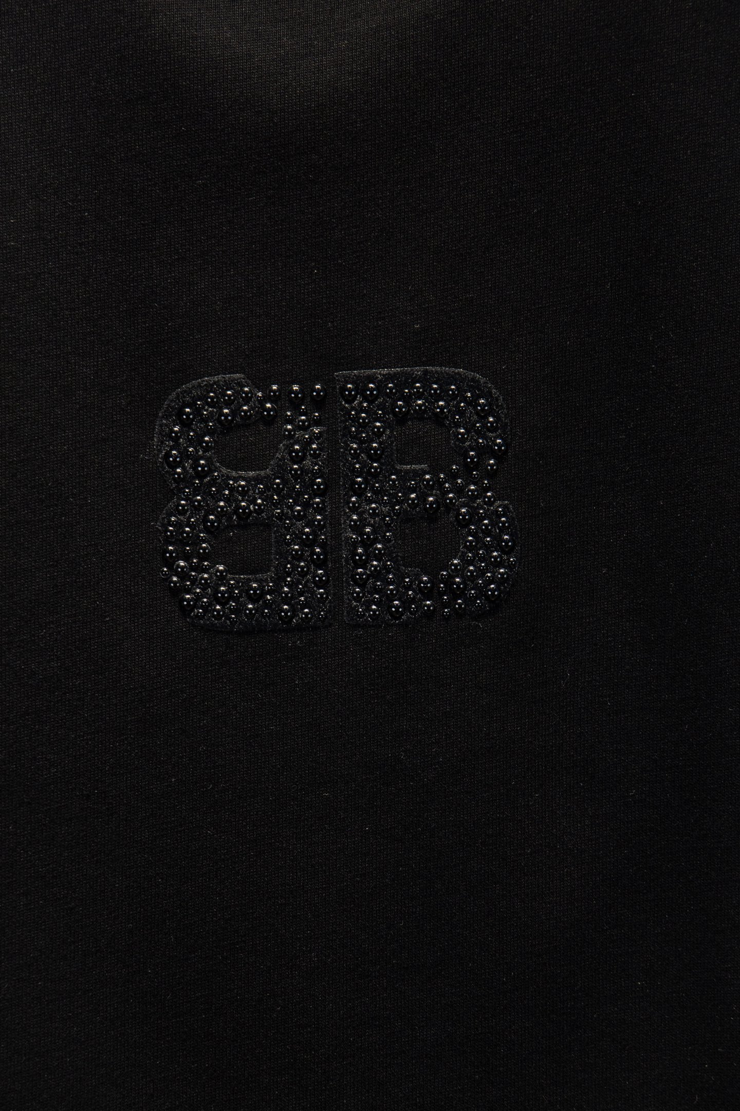 Balenciaga black T-shirt chest graphic with rhinestone double-B logo